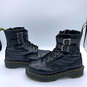 Dr. Martens 1460 Alt Combat Moto Boots - Smooth Black Leather